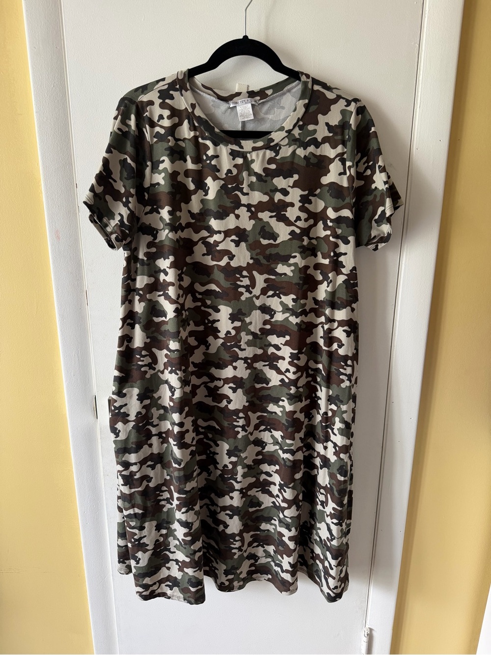 Honey and Lace Camo Tee Dress in Green & Brown
